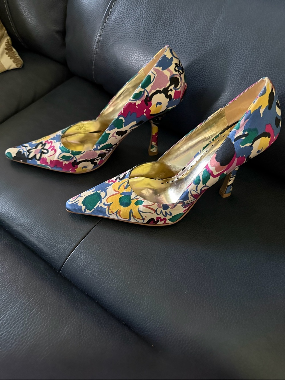 BCBG Floral Pointed Toe Stilettos in Pink, Yellow, Blue, Green, Cream